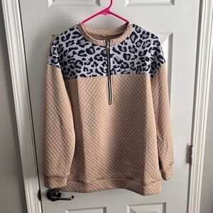 Leopard Print Quilted Pullover